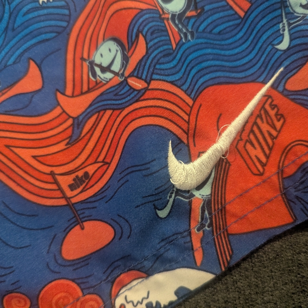 Nike Blue and Red Graphic Swim Shorts - Picture 2 of 4